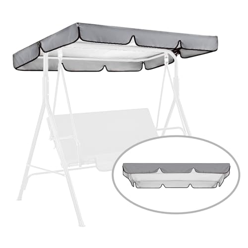Swing Canopy Replacement for Outdoor Patio Swing Chair 2/3 Seater Waterproof Porch Swing Seat Canopy Cover Garden Hammock Top Cover for Seat Furniture, Canopy only (Grey, 75×52×5.9 Inch) - color: Gray, size: 75×52×5.9 Inch