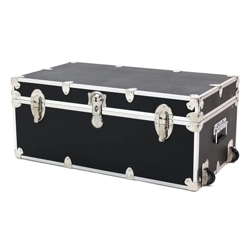 Rhino Trunk & Case Large Essential Trunk With Wheels 32”x18”x14”, 1000+ lbs Capacity - Many Colors. Strong, USA Made Summer Camp Footlocker, and Secure College Dorm Storage Chest