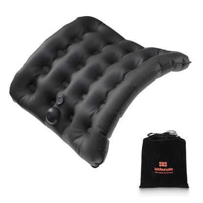 Lumbar Support Pillow, Inflatable Seat Cushion, Lightweight Car Back Cushion, Portable Chair Seat & Back Cushions for Office, Outdoor, Flight, Workplace, Black Stadium Cushions with TPU
