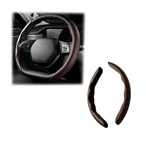LoyaForba Car Steering Wheel Cover, Universal 15 Inch Leather Segmented Auto Steering Wheel Protector, Anti-Slip and Soft Breathable, Car Interior Accessories for Most Vehicle, SUV, Truck (Brown) - color: Brown