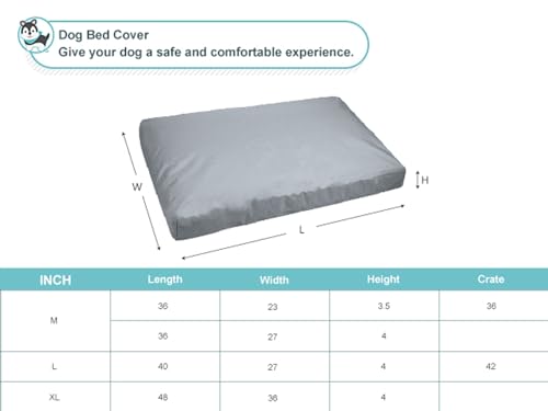 Explore Land Scratch Resistance Dog Bed Cover Canvas Washable Dog Crate Pad Replacement Cover, 40Lx27Wx4H inch, Charcoal - color: Deep Gray, size: 40”Lx27”Wx4”H