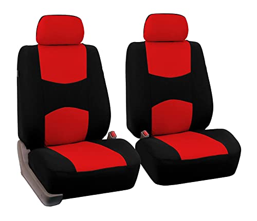 FH Group Car Seat Covers Front Set in Cloth - Car Seat Covers for Low Back Car Seats with Removable Headrest,Universal Fit,Automotive Seat Covers,Washable Car Seat Cover for SUV,Sedan,Van Red - color: Red, style: Seat Cover Front Set