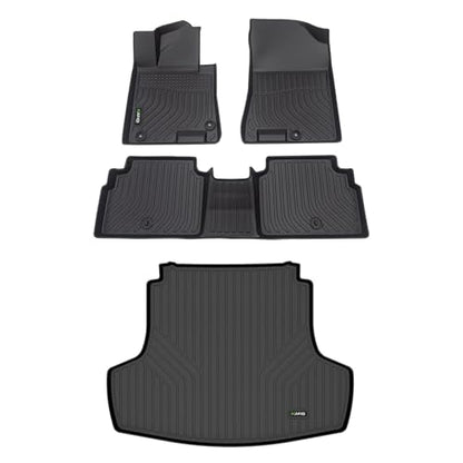 HAFIDI® Floor Mats & Cargo Liner Set Fit for 2021-2026 Kia K5 (Only FWD Models)& 2020-2026 Hyundai Sonata & Sonata Hybrid All Weather TPE Anti-Slip Car Full Set Floor Liners Custom Accessories - Black - style: 4) For K5 2021-2026 Full Set