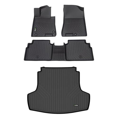 HAFIDI® Floor Mats & Cargo Liner Set Fit for 2021-2026 Kia K5 (Only FWD Models)& 2020-2026 Hyundai Sonata & Sonata Hybrid All Weather TPE Anti-Slip Car Full Set Floor Liners Custom Accessories - Black - style: 4) For K5 2021-2026 Full Set