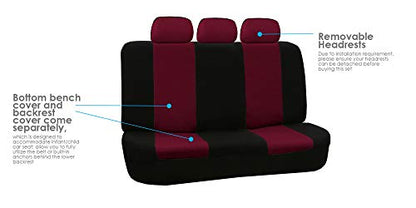 FH Group Flat Cloth Full Set Car Seat Covers Three Row 7 Seater - Universal Fit for Cars, Trucks & SUVs Burgundy - color: Burgundy