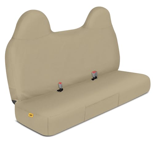 Cat® Custom Fit Front Bench Seat Cover for Ford F250 / F350 / F450 / F550 (1999-2007) - Durable Oxford Beige Truck Seat Cover with Utility Pockets, Ford F250 Super Duty Interior Cover - color: Beige