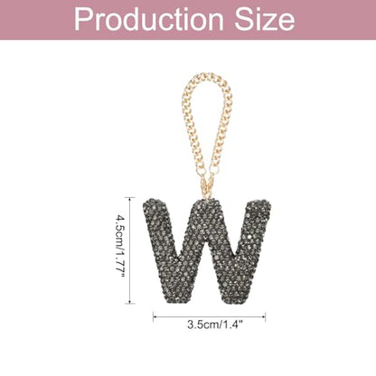 MECCANIXITY Bling Car Letter Charm, Initial W Letter Interior Car Rear View Mirror Decoration Hanging Crystal Ornaments for Women Bags Water Cup DIY Craft, Gray - style: W Letter