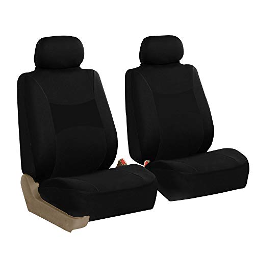 TLH Light & Breezy Flat Cloth Seat Covers Front, Airbag Compatible-Universal Fit for Cars, Auto, Trucks, SUV (Black) - color: Black