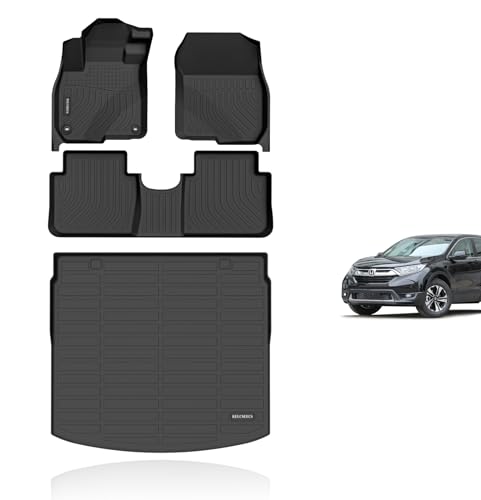 KELCSEECS Floor Mats & Cargo Liner(Deck in Upper Position) for 2017 2018 2019 2020 2021 2022 Honda CRV(Not for Hybrid & Touring) Car Mats Cargo Mat Trunk Mat CR-V Floor Mats Trunk Liner - style: 10)For 2017-2022 CR-V Full Set-in Upper Position