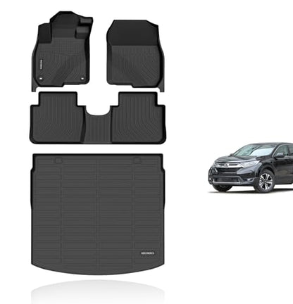 KELCSEECS Floor Mats & Cargo Liner(Deck in Upper Position) for 2017 2018 2019 2020 2021 2022 Honda CRV(Not for Hybrid & Touring) Car Mats Cargo Mat Trunk Mat CR-V Floor Mats Trunk Liner - style: 10)For 2017-2022 CR-V Full Set-in Upper Position
