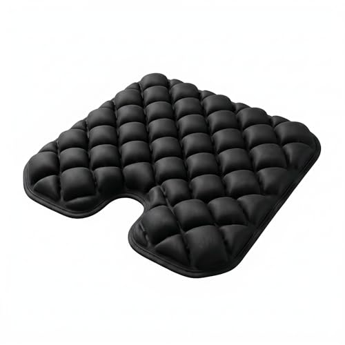 Inflatable Seat Cushion, Coccyx Cushion for Office Chair, Car & Wheelchair, Ergonomic Pressure Relief for Tailbone & Sciatica, Adjustable Firmness, Non-Slip Seat Pad for Long Sitting 16.6" × 15.8" - color: Black