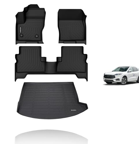 KELCSEECS Floor Mats & Cargo Liner Custom for 2013 2014 2015 2016 2017 2018 2019 Ford Escape All Weather Car Mats Trunk Mat Floor Liners Ford Escape Floor Mats Accessories - style: 11)For 2013-2019 Ford Escape Full Set