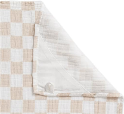 Itzy Ritzy Breastfeeding Boss Multi-Use Cover – A Nursing Cover, Swaddle, Car Seat Wrap, Tummy Time Mat & Burp Cloth All in One – Made of Soft Muslin Fabric & Measures 47” x 47” (Checkerboard) - color: Checkerboard