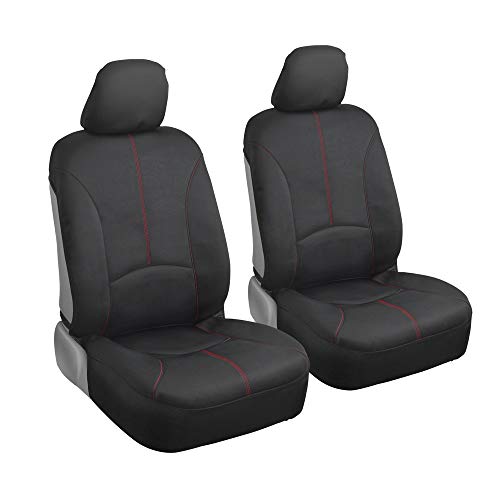 Motor Trend SpillGuard Waterproof Car Seat Covers, Front and Rear Full Set (Red Stitch) – Neoprene Seat Protectors with Extended Bench Side Coverage for Auto, Truck, Van, and SUV - color: Red Stitching