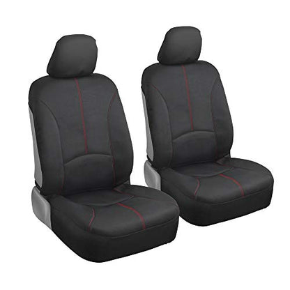 Motor Trend SpillGuard Waterproof Car Seat Covers, Front and Rear Full Set (Red Stitch) – Neoprene Seat Protectors with Extended Bench Side Coverage for Auto, Truck, Van, and SUV - color: Red Stitching