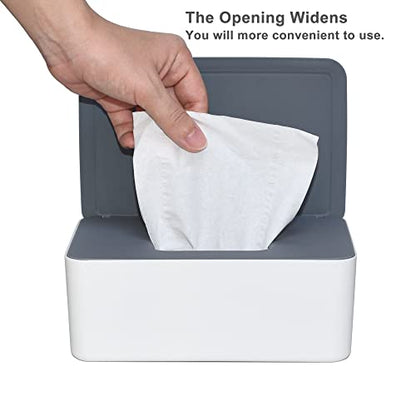 Diaper Wipes Dispenser, Tissue Storage Box Case, Wet Wipe Dispenser Holder with Lid for Home, Office, Cars (Gray-White) - color: Gray-white