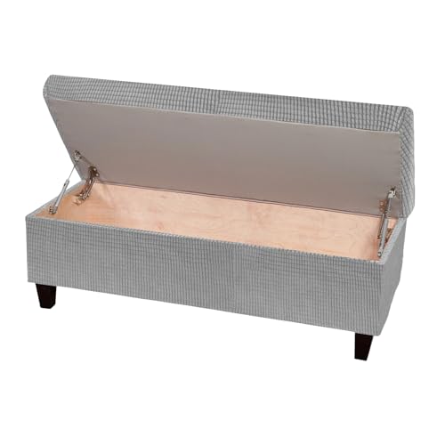uxcell Rectangle Stretch Bench Cover with Elastic Bands, Jacquard Storage Bench Slipcover, Footrest Stool Slipcover, Footstool Protector Cover, Small Size, Light Gray - color: Light Gray, size: Small Size