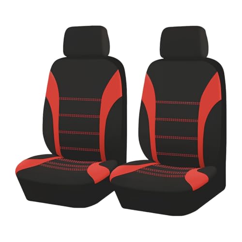 ZIMISI 2PCS Car Front Seat Covers, Comfortable Breathable Automotive Seat Covers with Removable Headrest Cover, Sporty Car Seat Protector Cushion for Cars, Trucks, SUVs (Red) - color: Red