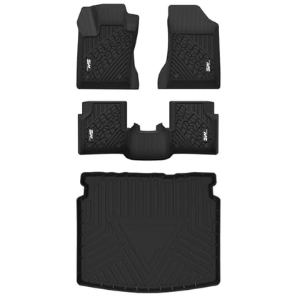 3W Floor Mats and Cargo Liner Fit for 2017-2025 2026 Jeep Compass, TPE All Weather Custom Fit First Second Rows and Trunk Full Set Car Mats, Black - size: Jeep Compass 2017-2026 Floor Mat & Cargo Liner