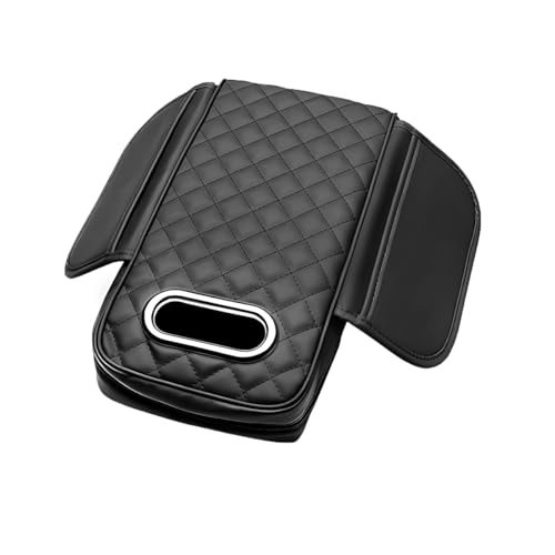 Car Armrest Pad, Universal Armrest Cushion Pad, Leather Armrest Box Pad - color: Without cup holder, Black