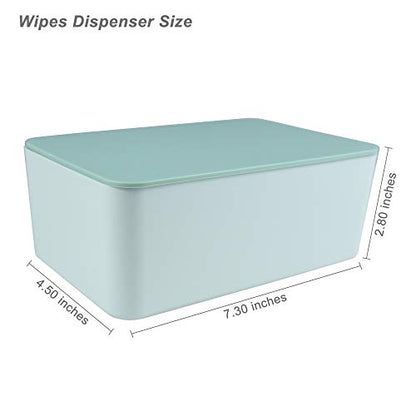 Diaper Wipes Dispenser, Tissue Storage Box Case, Wet Wipe Dispenser Holder with Lid for Home, Office, Cars (Green) - color: Green Lid, White Box