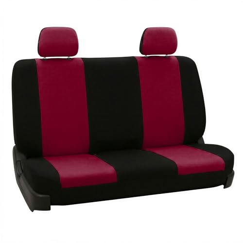 FH Group Pair Set Flat Cloth Car Seat Covers- Universal Fit for Trucks, SUVs, and Vans (Burgundy/Black) FB050102 - color: Burgundy