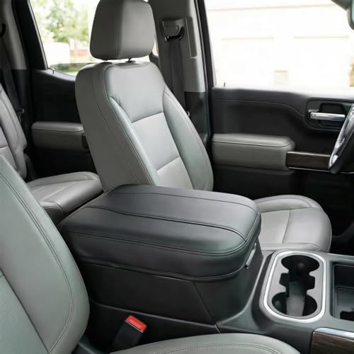 Center Console Armrest Cover Compatible with Chevy Silverado & GMC Sierra 2019-2026, Yukon & Tahoe & Suburban 2021-2026, for Console Bucket Seat Only, Middle Console Cover, Anti-Scratch - size: For 2019- 2026 bucket seat cosnole