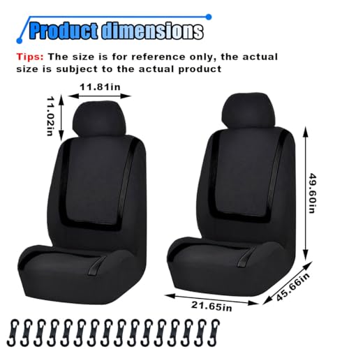 2 Pack Car Seat Covers, Breathable Seat Protectors, Anti-Slip Driver Seat Cover, Comfortable Front Seat Cover Set Universal Fit for Truck, SUV, Sedan, Airbag Compatible (Black)