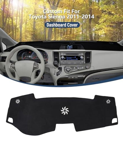 BIBLOZ Dash Cover for Toyota Sienna 2011-2014 Accessories Black Flannel Dashboard Cover Mat Car Dashboard UV Sun Protection - size: 2011-2014 Sienna