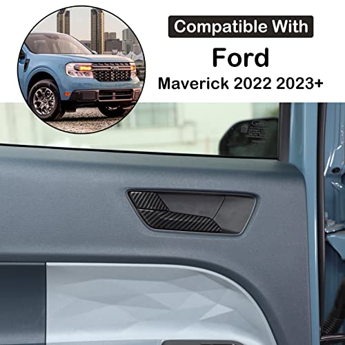 Aunginsy 8Pcs Car Inner Door Handle Switch Panel Trim Cover Compatible with Ford Maverick 2022-2025 Pickup Front Rear Door Handle Bowl Frame Panel Protector Decorative Sticker ABS Interior Accessories - color: Carbon Fiber Pattern