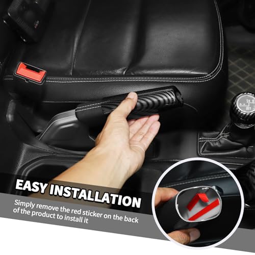 Jimen Fit for Jeep Wrangler JL JLU Gladiator JT 2018-2025, 4WD and Gear Shifter Knob Trim & Emergency Brake Handle Cover (Carbon Fiber)