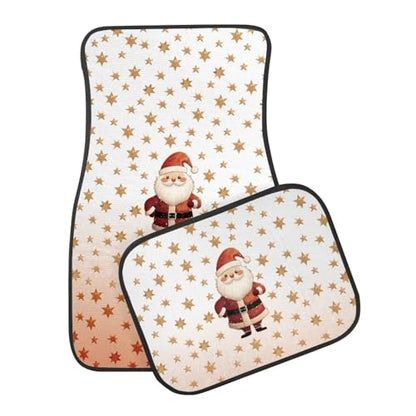 Father Christmas Print Car Vehicle Floor Mat Universal Fit All Weather Protection Rubber Carpets for Cars SUVs and Trucks,Set of 4 - color: Red Santa Christmas