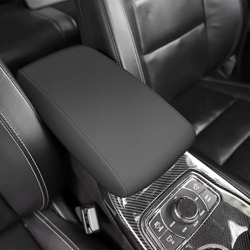 Black Leather Armrest Covers for Grand Cherokee 2011-2021 Jeep Console Cushion for Grand Cherokee（not for 2022