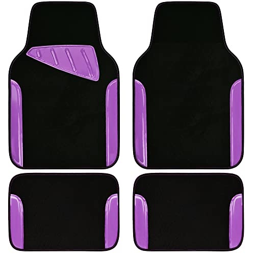 CAR PASS Jelly Waterproof Universal Fit Car Floor Mats, Girly Car Carpet Mats with Anti-Slip Nibbs Backing & Driver Heel Pad Fit for SUV, Vans, sedans, Trucks,Cute car mats of 4pcs for Women (Purple) - color: Purple Gel