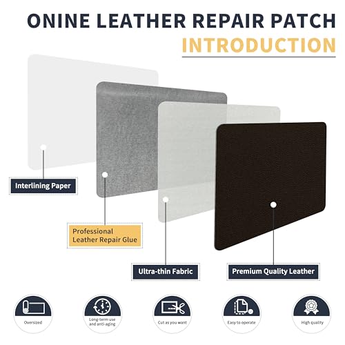 ONine Leather Repair Tape,Self Adhesive Leather Repair Patch,Leather Patches for Furniture,Sofa,Car Seats,Office Chair. Vinyl Repair Kit 8x48in(Dark Brown-Fine Grain) - color: Dark Brown-Fine Grain, size: 8 x 48 inches
