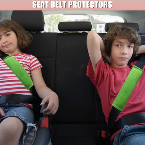 2PCS Car Seat Belt Pads Cover - Soft Fluff Car Seat Belt Shoulder Strap Cover Harness Pad Protect Your Neck - Universal Comfortable Seatbelt Strap Cushion for Most Cars & Backpacks (Green) - color: Green
