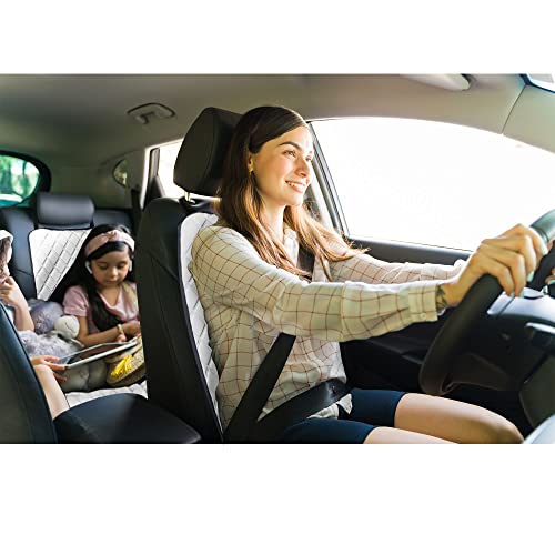FH Group Car Seat Cushion – Neosupreme Single Front Seat Cover with Front Pockets, Airbag Compatible, Universal Fit Car Seat Cushion for Driver or Passenger Seat, SUV, Truck, Sedan & Van – White - color: White, style: Front
