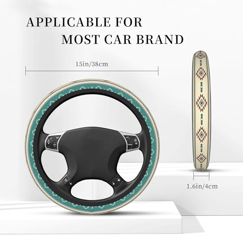 Western Steering Wheel Cover Cute Universal 15 Inch Car Accessories Protector for Women Fit Auto SUV Sedan Vans Trucks - color: Native Indian Western Tribal