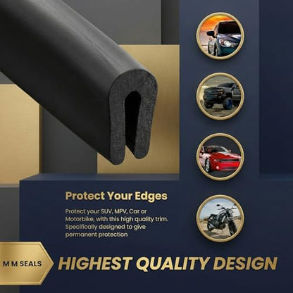 Rubber U Channel Edge Trim, Door Seal Strip, Fits Edge up to 1/16 Inch (1. 6mm) U Shape Weather Stripping(20 Feet,Black) - color: Black, size: 20 Feet