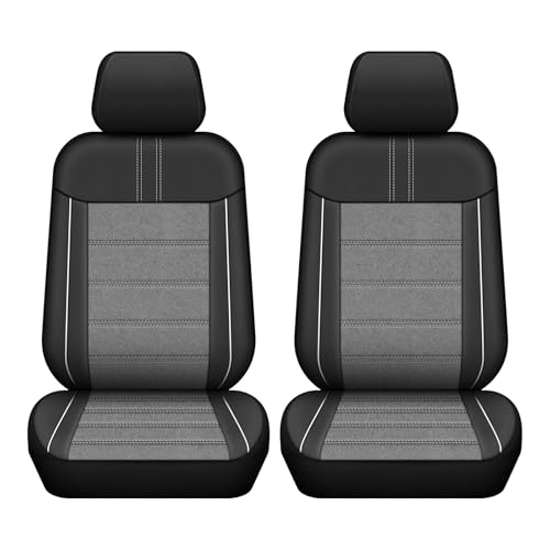 Leather Car Seat Covers, Air Cool Mesh Design, Airbag Compatible Car Seat Covers Front Seats, Enhanced Comfort for Most Cars, SUVs, Vans - Grey