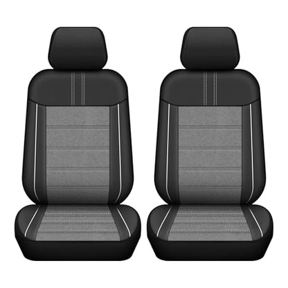 Leather Car Seat Covers, Air Cool Mesh Design, Airbag Compatible Car Seat Covers Front Seats, Enhanced Comfort for Most Cars, SUVs, Vans - Grey