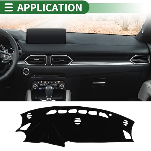 Motoforti Dash Cover, Non-Slip Dashboard Carpet Mat for Mazda CX-5 2012-2016, Polyester, Black