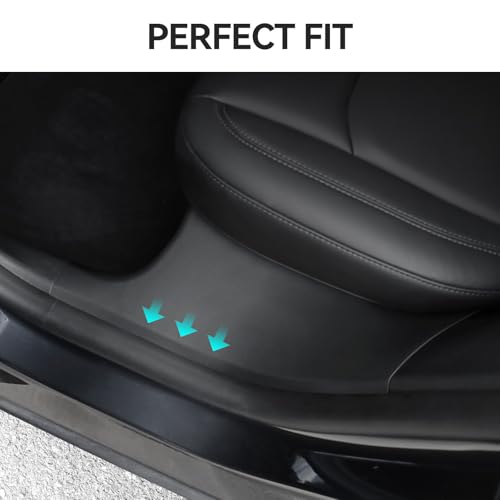 2PCS Rear Door Sill Protector for 5 Seater Tesla Model Y 2024 2023 2022 2021 Accessories (NOT Fit Juniper & 7 Steater) Black ABS Material Rear Door Car Pedal Kick Protection