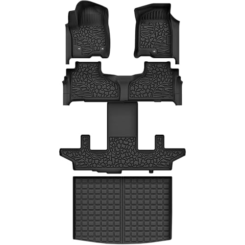 AUTOSAVER88 Floor Mats & Cargo Liners Fit for Chevrolet Suburban/GMC Yukon XL 7 Seater with Bucket Seats 2021-2025 2026, TPE All Weather Custom 1st & 2nd & 3rd Row Mats Floor Liners Car Mats Full Set - style: 21-26 Suburban/Yukon XL Full Set 7 Seater