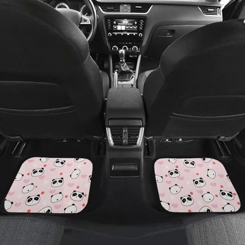 Panda Pink Car Floor Mats Auto Front & Rear Floor Carpets Universal Fit 95% Automotive,SUVS,Sedan,Vans,for Women,Girly,Set of 4 - color: Panda Pink