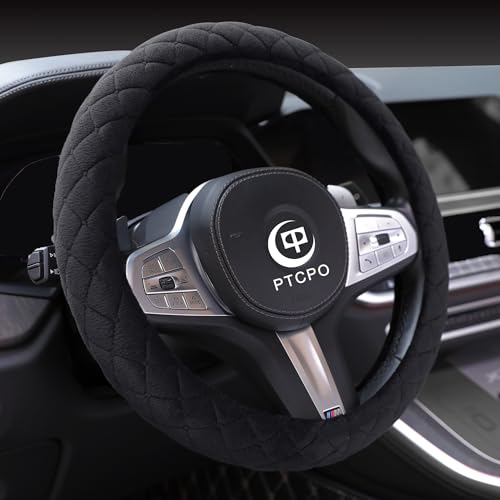 Soft Car Steering Wheel Cover for Sedan, SUV, Warm Luxury Velvet, Odorless, Universal, Anti Slip, Summer Winter, Black, Large Size[15" 1/2-16"](39-41cm) - color: Black, size: Large Size[15" 1/2-16"](39-41cm)