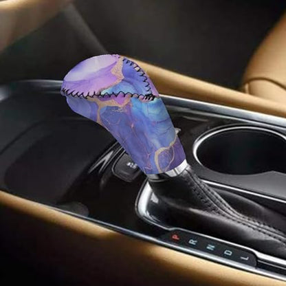 2 Pcs Marble Print Car Handbrake Cover Gear Shift Knob Cover, Universal Fit Anti Skid Universal Car Accessories for Truck SUV Sedan Van - color: Marble - Purple and Blue