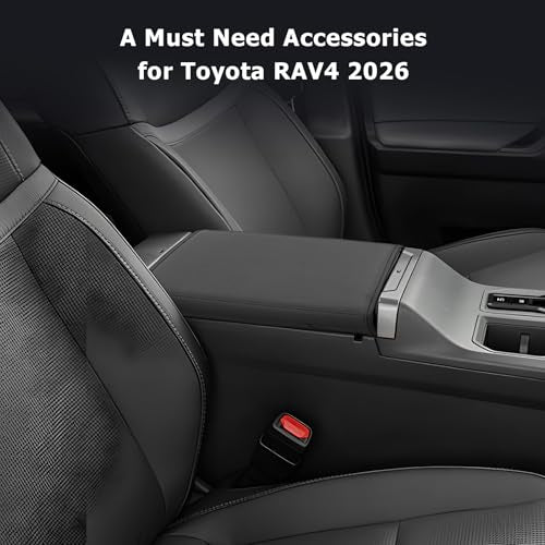 LUWU 2026 RAV 4 Center Console Cover Compatible with 2026 RAV 4 LE/XLE/Limited/Adventure/TRD Off-Road Accessories 2026 RAV 4 Armrest Cover Armrest Console Cover PU Leather Material(Black) - color: RAV 4 2026 Armrest Cover