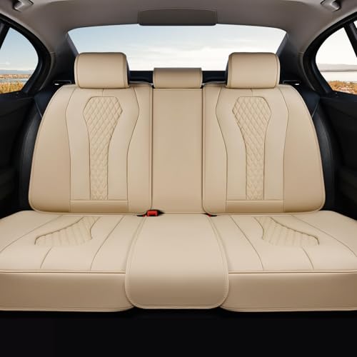 Coverado Automotive Seat Covers,Back Car Seat Cover,Rear Seat Cover,3-Pieces Luxury Car Seat Cushion,Beige Seat Cover Seat Protector Universal - color: Beige