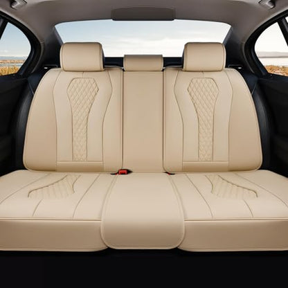 Coverado Automotive Seat Covers,Back Car Seat Cover,Rear Seat Cover,3-Pieces Luxury Car Seat Cushion,Beige Seat Cover Seat Protector Universal - color: Beige